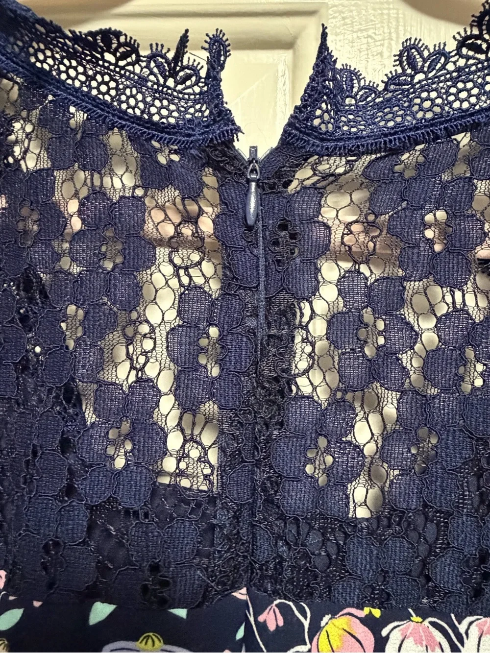 Nanette Lepore Navy Lace-Trim Dress - Picture 5 of 9